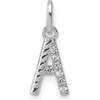 14K White Gold Twisted Initial A Charm with 0.05 Carat Diamonds - Personalized Pendant by Oro Pregiato