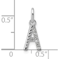 14K White Gold Twisted Initial A Charm with 0.05 Carat Diamonds - Personalized Pendant by Oro Pregiato