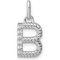 14K White Gold Twisted Initial B Diamond Charm with 0.05 Carat Total Diamond Weight by Oro Pregiato