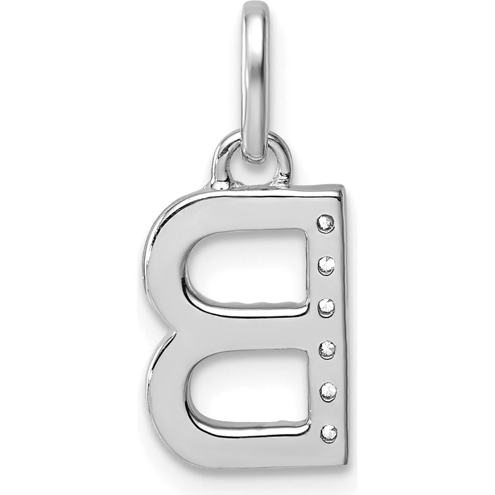 14K White Gold Twisted Initial B Diamond Charm with 0.05 Carat Total Diamond Weight by Oro Pregiato