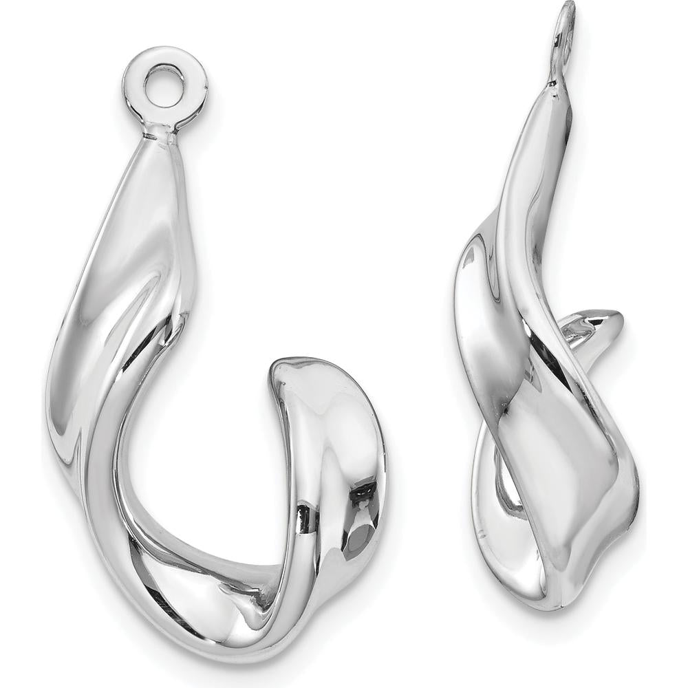 14K White Gold Twisted J Earring Jackets - Rhodium Plated, Pair by Oro Pregiato