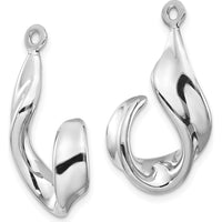 14K White Gold Twisted J Earring Jackets - Rhodium Plated, Pair by Oro Pregiato