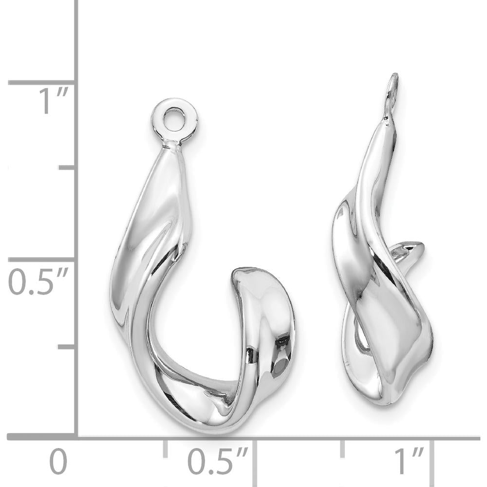 14K White Gold Twisted J Earring Jackets - Rhodium Plated, Pair by Oro Pregiato