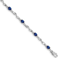 14K White Gold Twisted Link Sapphire and Diamond Bracelet - 0.22 Carats Sapphire, 0.01 Carats Diamond by Monteluci Fine Jewelry