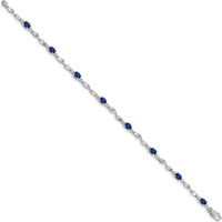 14K White Gold Twisted Link Sapphire and Diamond Bracelet - 0.22 Carats Sapphire, 0.01 Carats Diamond by Monteluci Fine Jewelry
