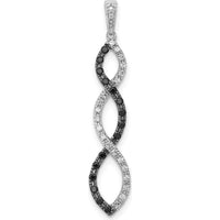 14K White Gold Twisted Pendant with Black and White Round Diamonds - 0.25 Carat Total Diamond Weight by Monteluci Fine Jewelry