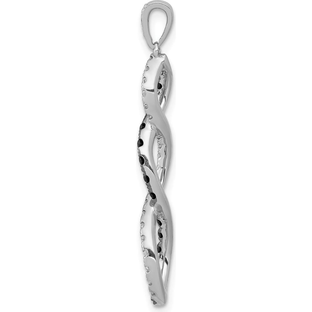 14K White Gold Twisted Pendant with Black and White Round Diamonds - 0.25 Carat Total Diamond Weight by Monteluci Fine Jewelry