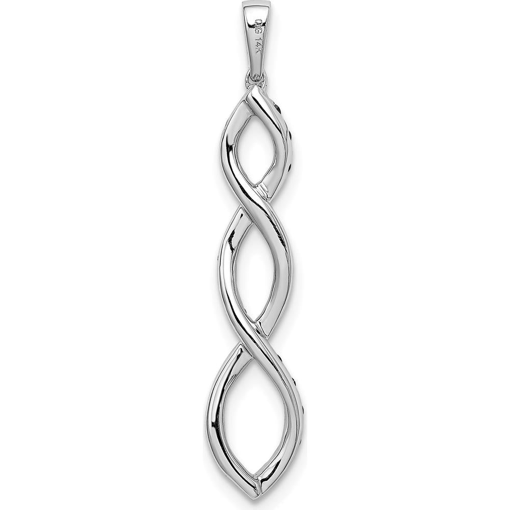 14K White Gold Twisted Pendant with Black and White Round Diamonds - 0.25 Carat Total Diamond Weight by Monteluci Fine Jewelry
