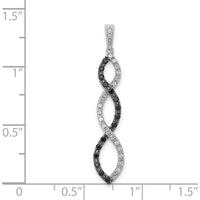 14K White Gold Twisted Pendant with Black and White Round Diamonds - 0.25 Carat Total Diamond Weight by Monteluci Fine Jewelry