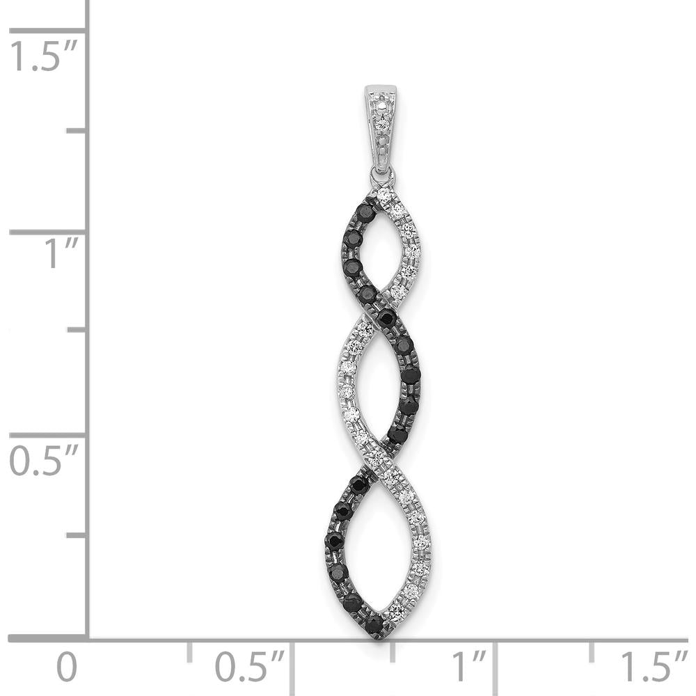 14K White Gold Twisted Pendant with Black and White Round Diamonds - 0.25 Carat Total Diamond Weight by Monteluci Fine Jewelry