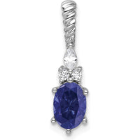 14K White Gold Twisted Pendant with Lab-Created Sapphire and Natural Diamond Accents - 1.42 Carat Total Gem Weight by Oro Pregiato