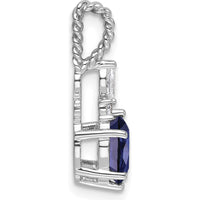 14K White Gold Twisted Pendant with Lab-Created Sapphire and Natural Diamond Accents - 1.42 Carat Total Gem Weight by Oro Pregiato