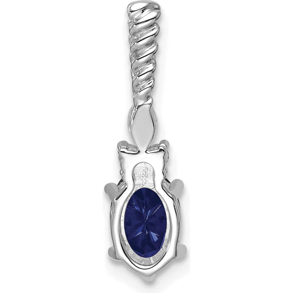 14K White Gold Twisted Pendant with Lab-Created Sapphire and Natural Diamond Accents - 1.42 Carat Total Gem Weight by Oro Pregiato