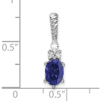 14K White Gold Twisted Pendant with Lab-Created Sapphire and Natural Diamond Accents - 1.42 Carat Total Gem Weight by Oro Pregiato