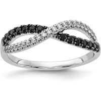 14K White Gold Twisted Ring with Black and White Diamonds - 0.25 Carat Total Diamond Weight by 0
