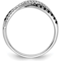 14K White Gold Twisted Ring with Black and White Diamonds - 0.25 Carat Total Diamond Weight by 0