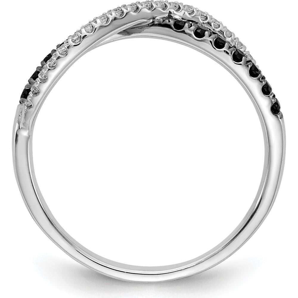 14K White Gold Twisted Ring with Black and White Diamonds - 0.25 Carat Total Diamond Weight by 0