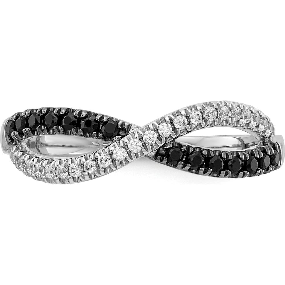 14K White Gold Twisted Ring with Black and White Diamonds - 0.25 Carat Total Diamond Weight by 0