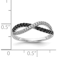 14K White Gold Twisted Ring with Black and White Diamonds - 0.25 Carat Total Diamond Weight by 0