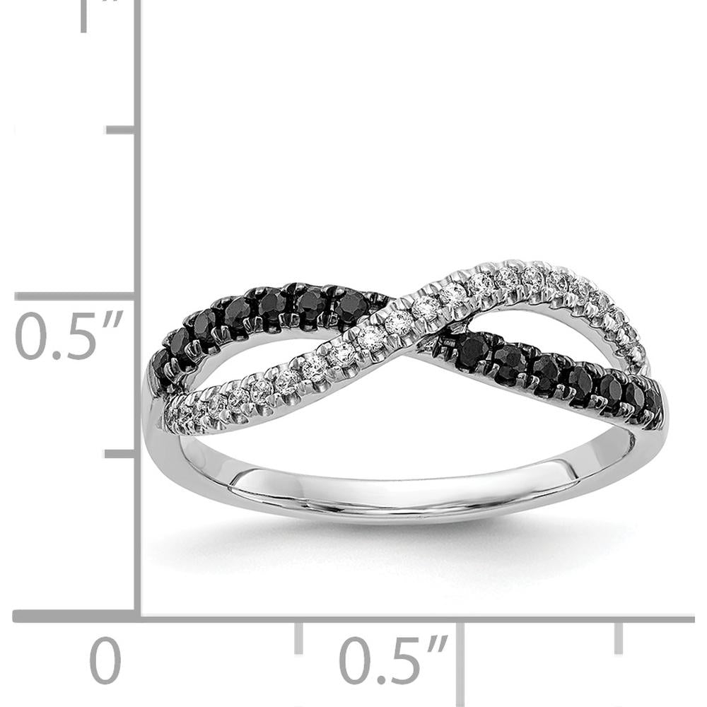 14K White Gold Twisted Ring with Black and White Diamonds - 0.25 Carat Total Diamond Weight by 0