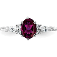 14K White Gold Twisted Ring with Oval Rhodolite Garnet and Marquise Diamond Accents - 1.40 Carat Total Gem Weight by 0