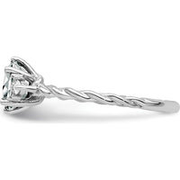 14K White Gold Twisted Ring with Oval White Topaz and Marquise & Round Diamonds - 1.30 Carat Total Diamond Weight by 0