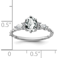 14K White Gold Twisted Ring with Oval White Topaz and Marquise & Round Diamonds - 1.30 Carat Total Diamond Weight by 0