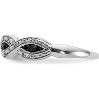 14K White Gold Twisted Ring with Round White and Blue Diamonds - 0.10 Carat Total Diamond Weight by 0