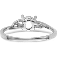 14K White Gold Twisted Shank Round Birthstone Ring Mounting with Rhodium Plating by Oro Pregiato