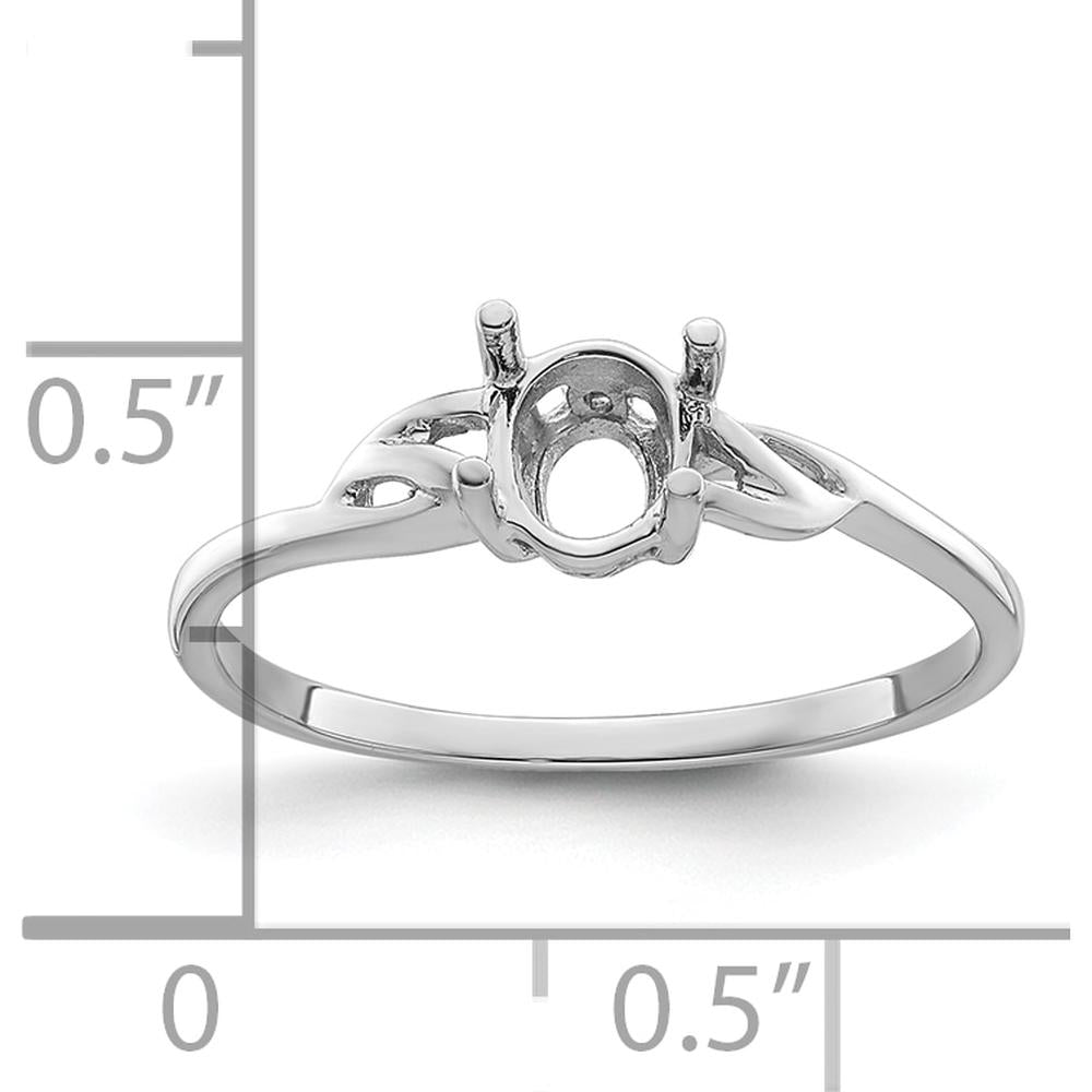 14K White Gold Twisted Shank Round Birthstone Ring Mounting with Rhodium Plating by Oro Pregiato