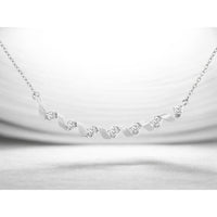 14K White Gold Twisted Station Necklace with Prong-Set Round Diamonds - 0.20 Carat Total Diamond Weight - Royal Jewelry