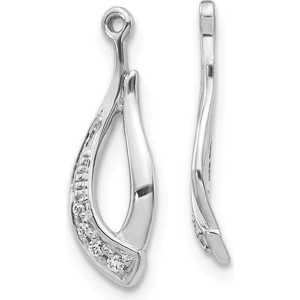 14K White Gold Twisted Teardrop Diamond Earring Jackets with Round Diamonds - 0.019 Carats Total Diamond Weight by Monteluci Fine Jewelry