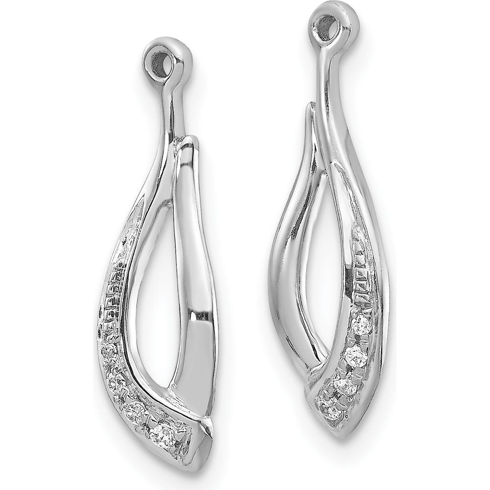 14K White Gold Twisted Teardrop Diamond Earring Jackets with Round Diamonds - 0.019 Carats Total Diamond Weight by Monteluci Fine Jewelry