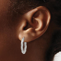 14K White Gold Twisted Textured Hoop Earrings - Polished Finish with Rhodium Plating by 0