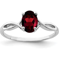 14K White Gold Twisting Vine Ring with 7x5mm Natural Oval Garnet - 1.00 Carat by Monteluci Fine Jewelry