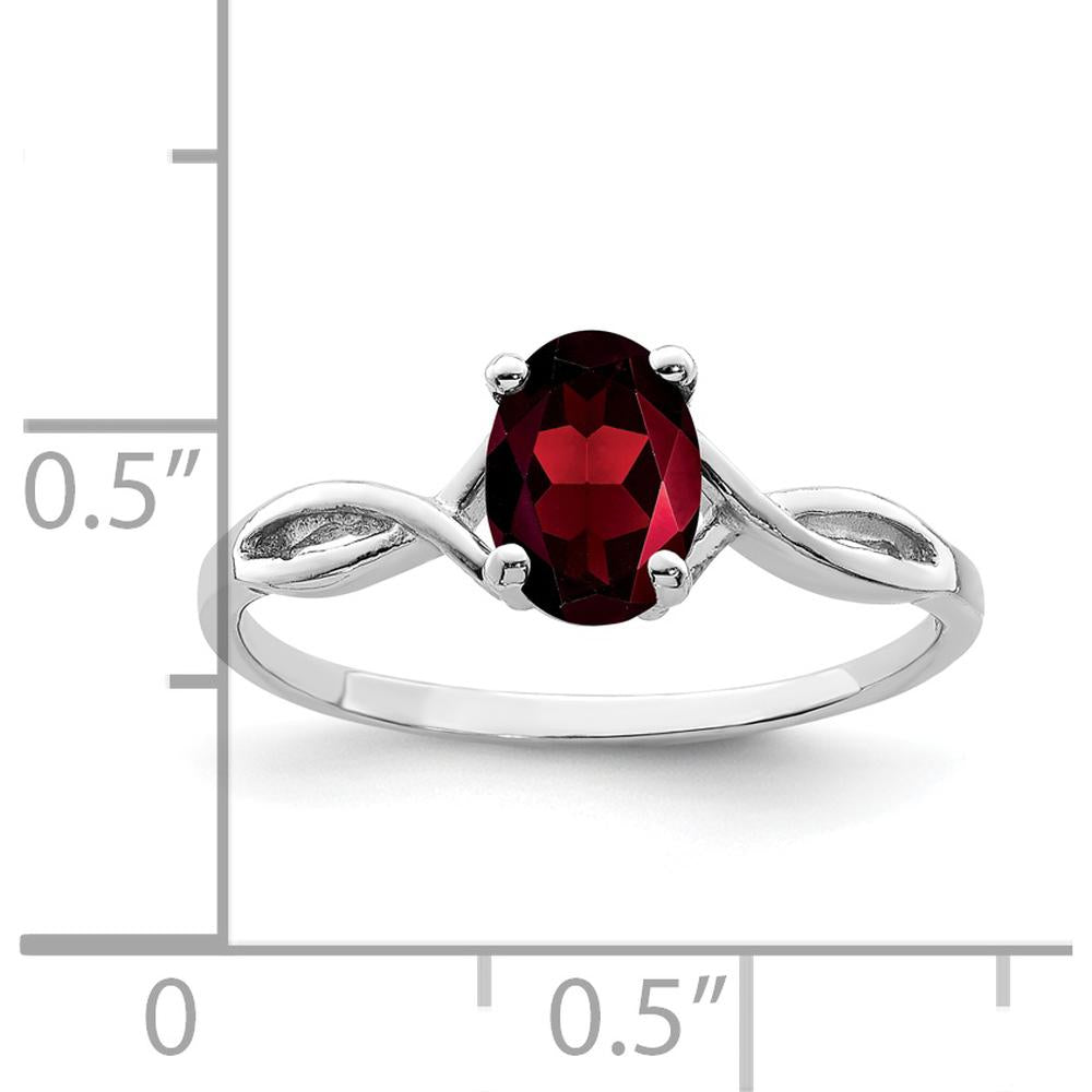 14K White Gold Twisting Vine Ring with 7x5mm Natural Oval Garnet - 1.00 Carat by Monteluci Fine Jewelry