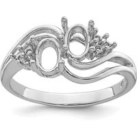 14K White Gold Two 6x4mm Oval Gemstone and Diamond Ring Mounting by Monteluci Fine Jewelry