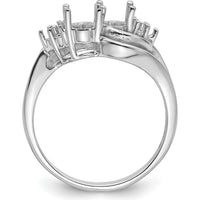 14K White Gold Two 6x4mm Oval Gemstone and Diamond Ring Mounting by Monteluci Fine Jewelry