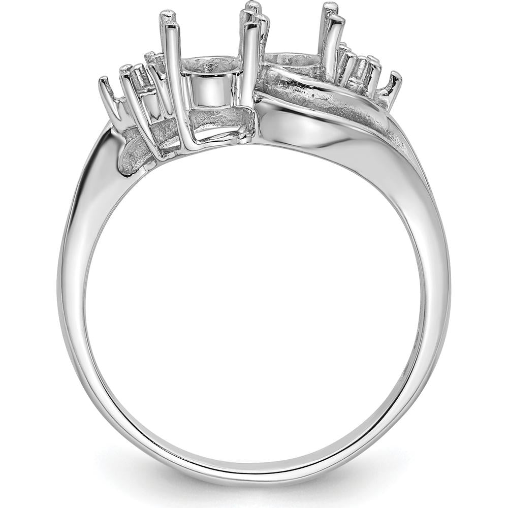 14K White Gold Two 6x4mm Oval Gemstone and Diamond Ring Mounting by Monteluci Fine Jewelry