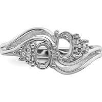 14K White Gold Two 6x4mm Oval Gemstone and Diamond Ring Mounting by Monteluci Fine Jewelry