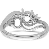 14K White Gold Two 6x4mm Oval Gemstone and Diamond Ring Mounting by Monteluci Fine Jewelry
