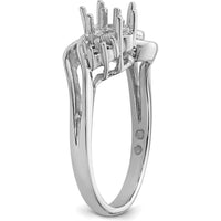 14K White Gold Two 6x4mm Oval Gemstone and Diamond Ring Mounting by Monteluci Fine Jewelry