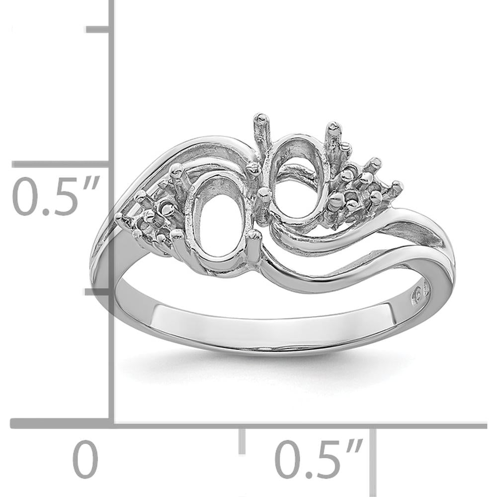 14K White Gold Two 6x4mm Oval Gemstone and Diamond Ring Mounting by Monteluci Fine Jewelry