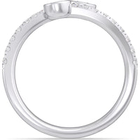 14K White Gold Two-Stone Bezel Set Round Diamond Fashion Ring with Pavé Band - 0.61 Carat Total Diamond Weight by Auriventus