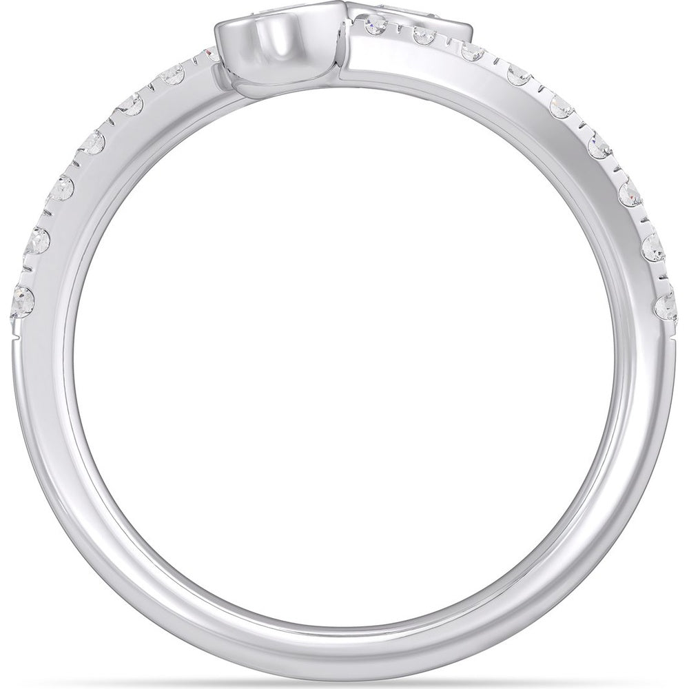 14K White Gold Two-Stone Bezel Set Round Diamond Fashion Ring with Pavé Band - 0.61 Carat Total Diamond Weight by Auriventus