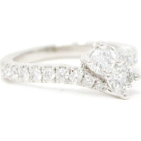 14K White Gold Two-Stone Engagement Ring with Round Brilliant Diamonds - 1.55 Carat Total Diamond Weight