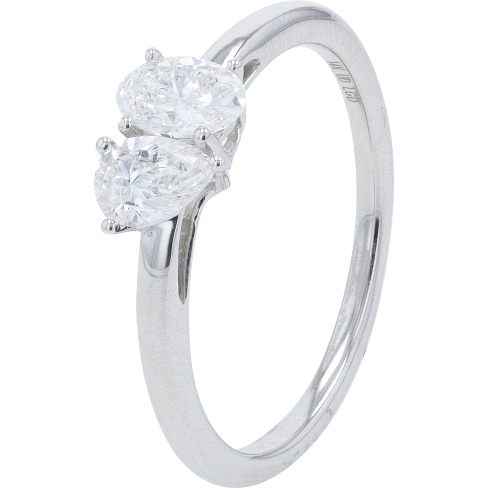 14K White Gold Two-Stone Ring with Side-by-Side Lab Grown Diamonds - 0.56 Carat Total Diamond Weight