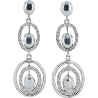 14K White Gold Two-Tier Drop Earrings with Prong-Set Round Diamond Halos - 0.38 Carat Total Diamond Weight