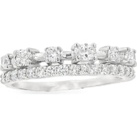 14K White Gold Two-Tiered Fashion Ring with Prong and Channel Set Round Diamonds - 0.88 Carat Total Diamond Weight by Auriventus