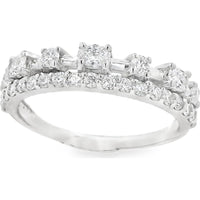 14K White Gold Two-Tiered Fashion Ring with Prong and Channel Set Round Diamonds - 0.88 Carat Total Diamond Weight by Auriventus